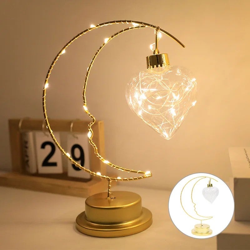 Bluejw Cross-Border LED Moon Star Night Light, Battery Operated Iron Decorative Night Lights for Christmas Home Interior - Image 1